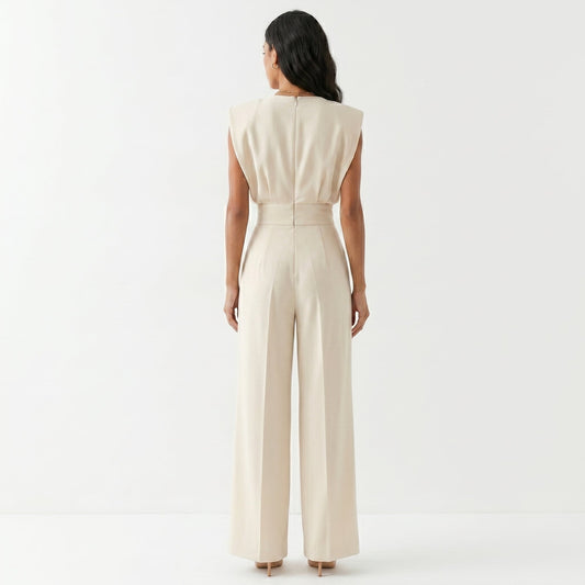 Carina | Mono Largo Elegante Mujer Sin Mangas Palazzo Cintura Alta