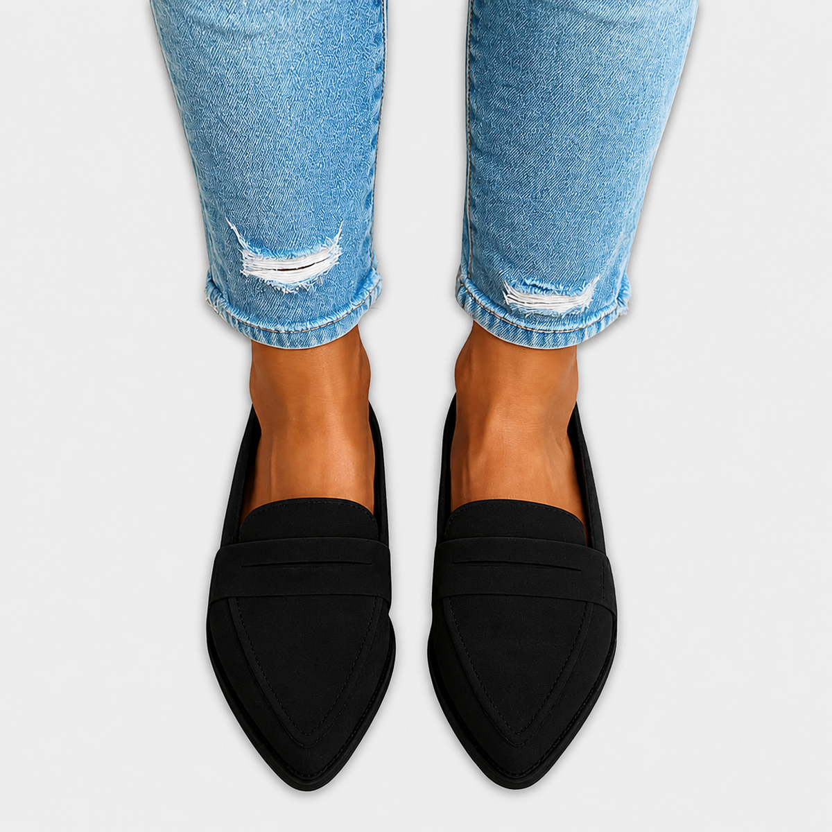 Remedios | Mocasines de Punta Fina Efecto Ante con Antifaz