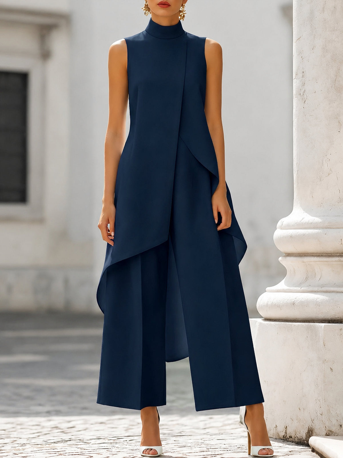 Wanda | Conjunto Elegante de Cuello Alto Asimétrico Mujer