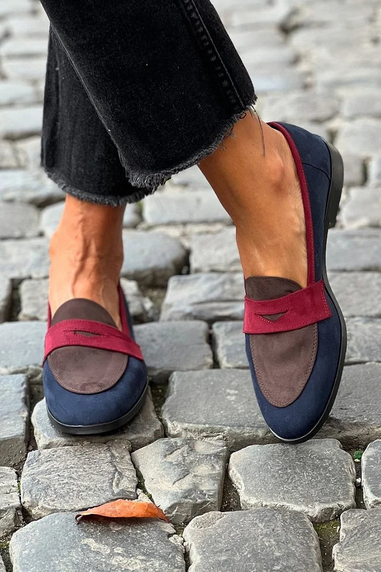 Silvia | Mocasines Colour Block en Azul Marino