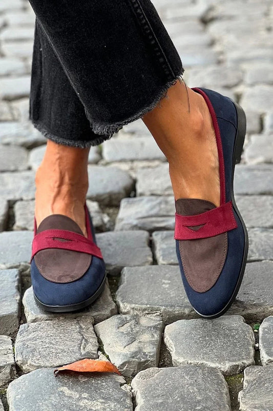 Silvia | Mocasines Colour Block en Azul Marino