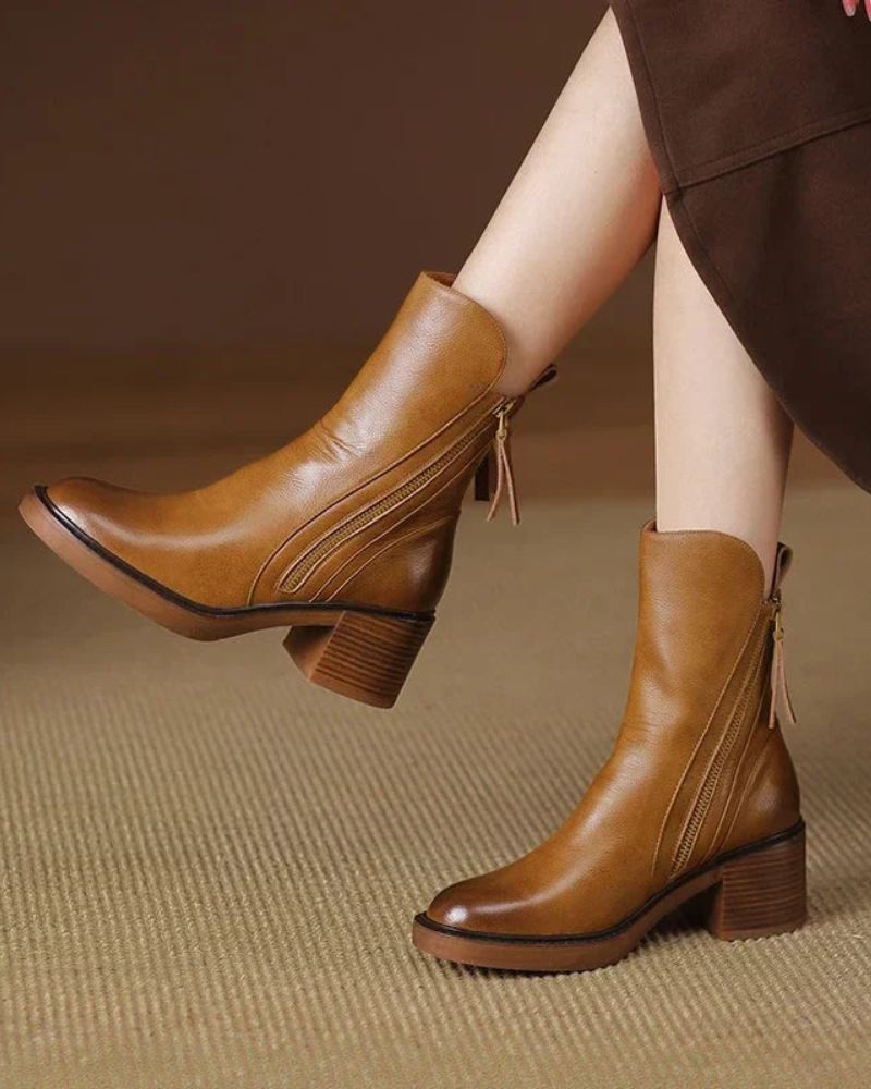 Pernelle | Botas de piel con tacón cuadrado