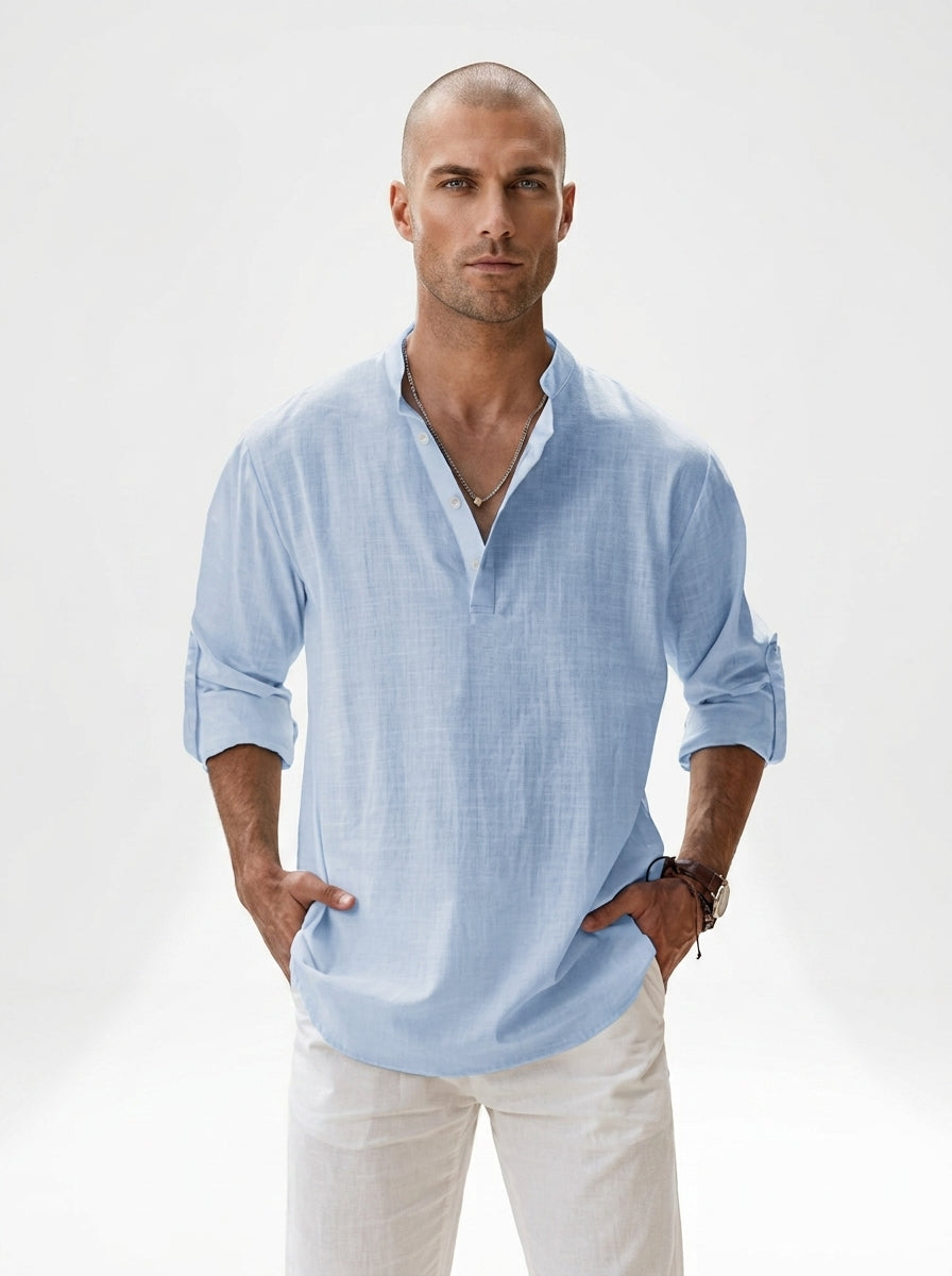 LAURENT MONACO - Camisa de cuello mandarín para hombre