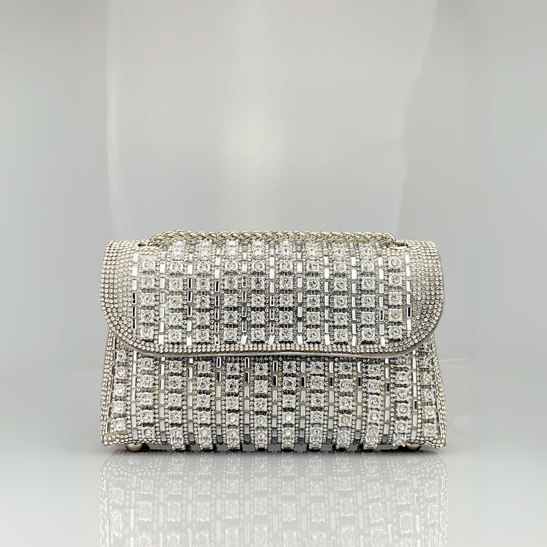 Alba | Bolso de Hombro con Cadena Chic y Diamantes de Color