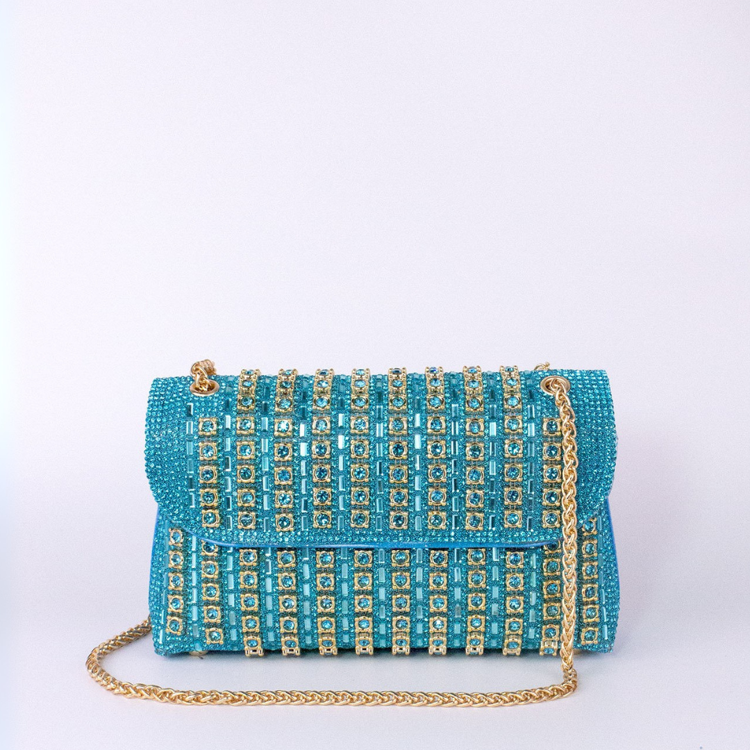 Alba | Bolso de Hombro con Cadena Chic y Diamantes de Color