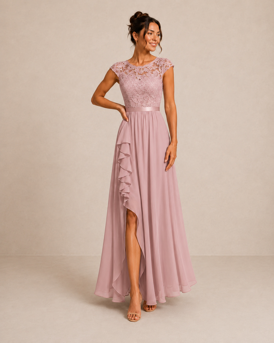 Loreto | Vestido de Fiesta con Cuerpo de Encaje y Bajo Asimétrico