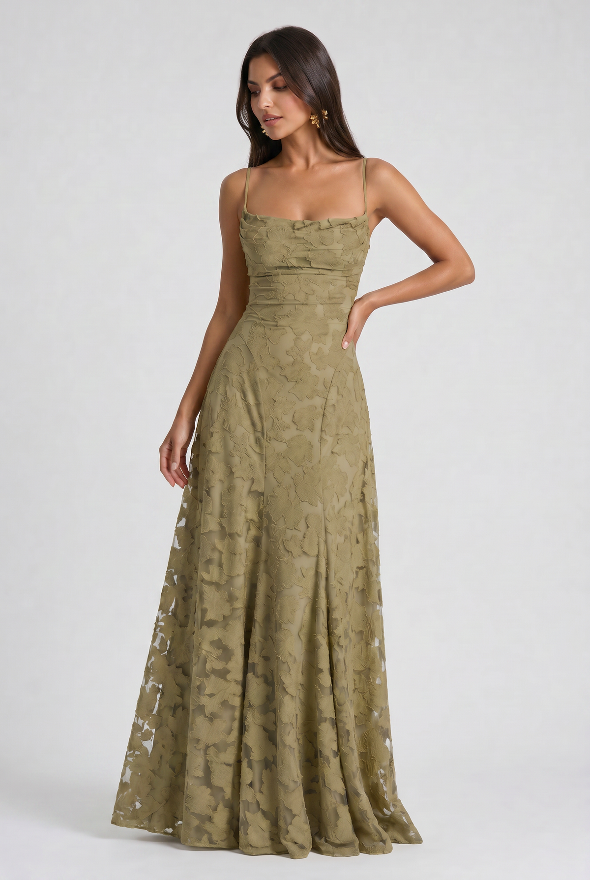 Louise | Vestido Largo Floral con Espalda de Lazos