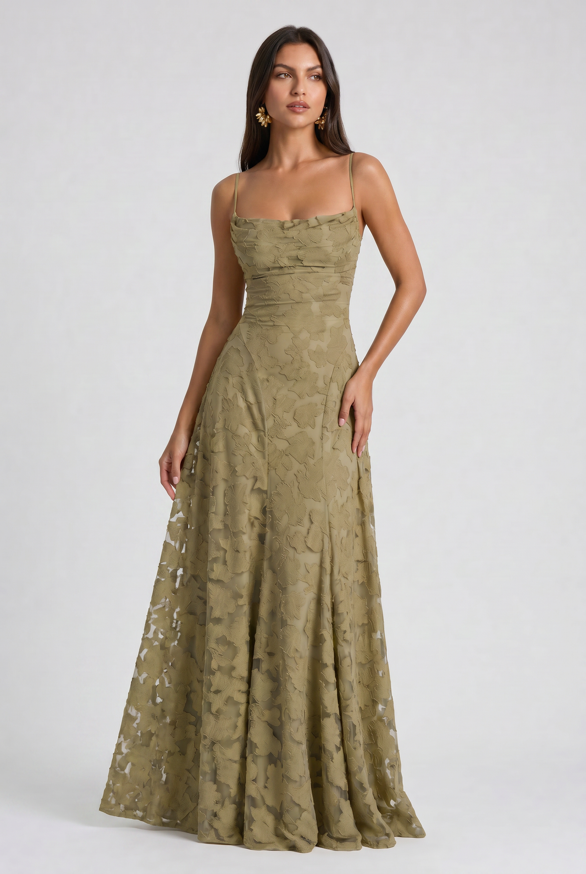 Louise | Vestido Largo Floral con Espalda de Lazos