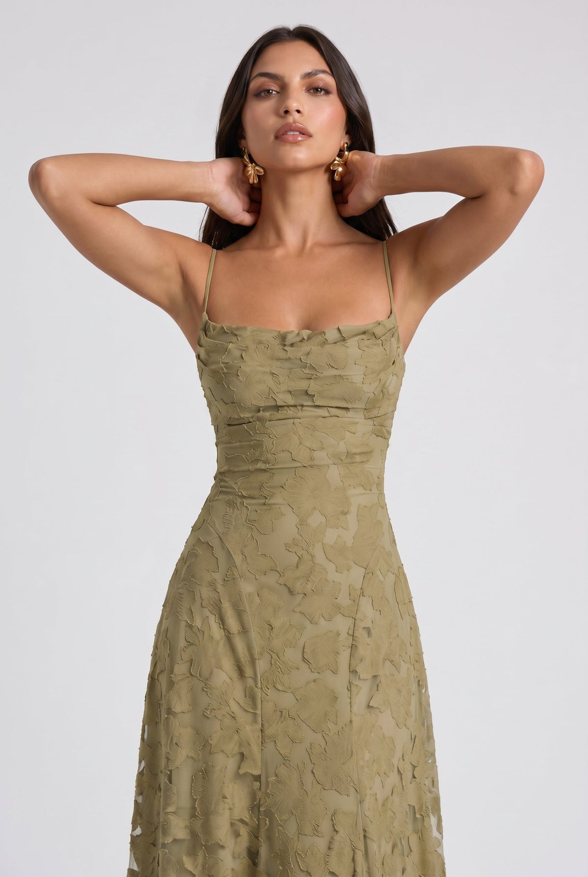 Louise | Vestido Largo Floral con Espalda de Lazos