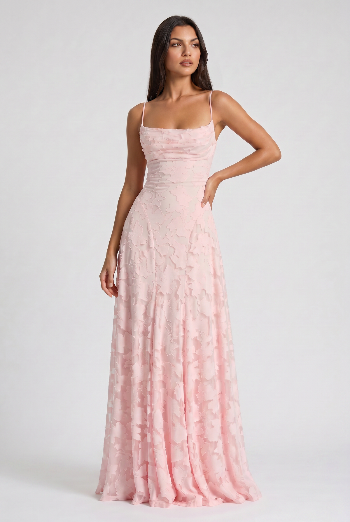 Louise | Vestido Largo Floral con Espalda de Lazos