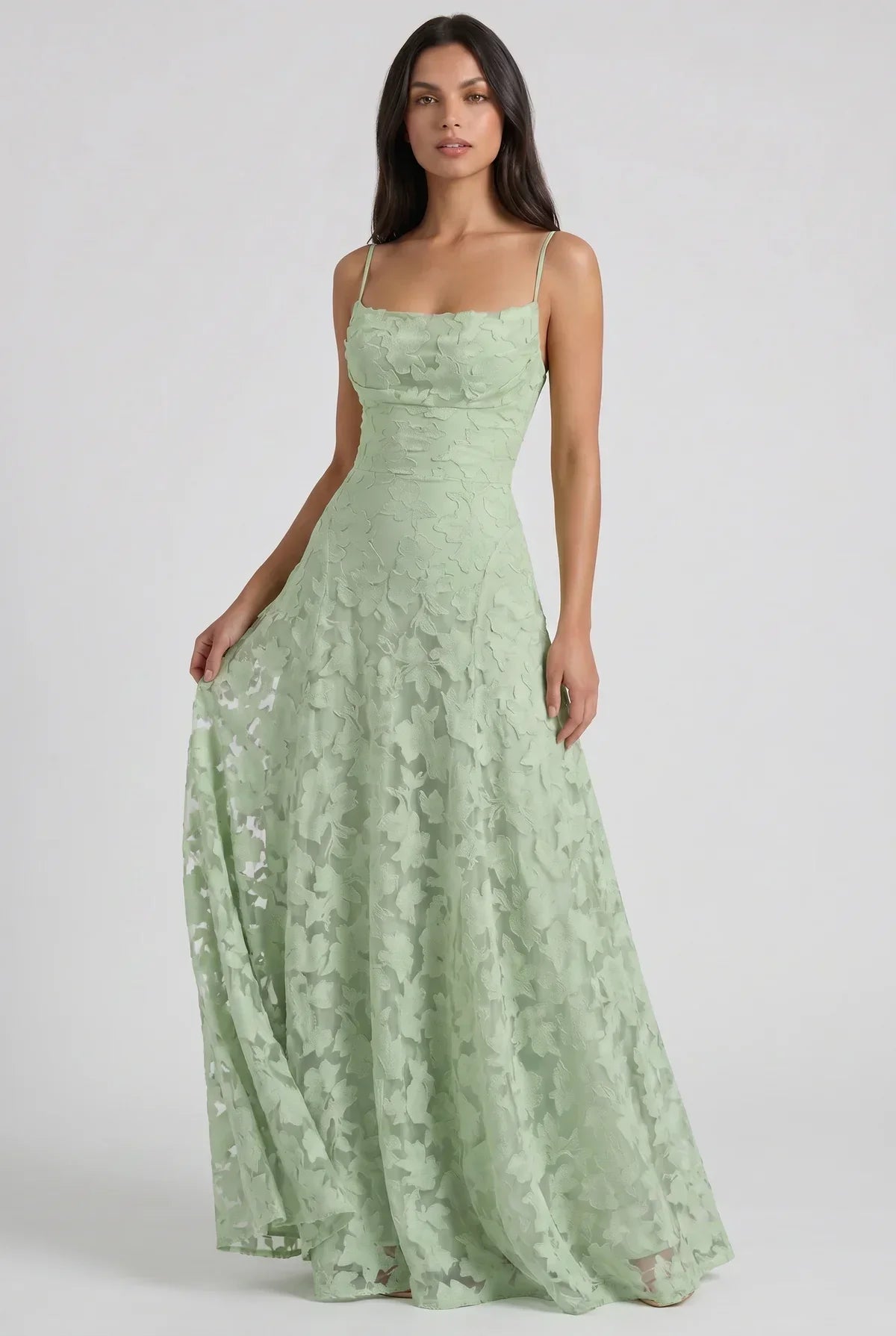 Louise | Vestido Largo Floral con Espalda de Lazos