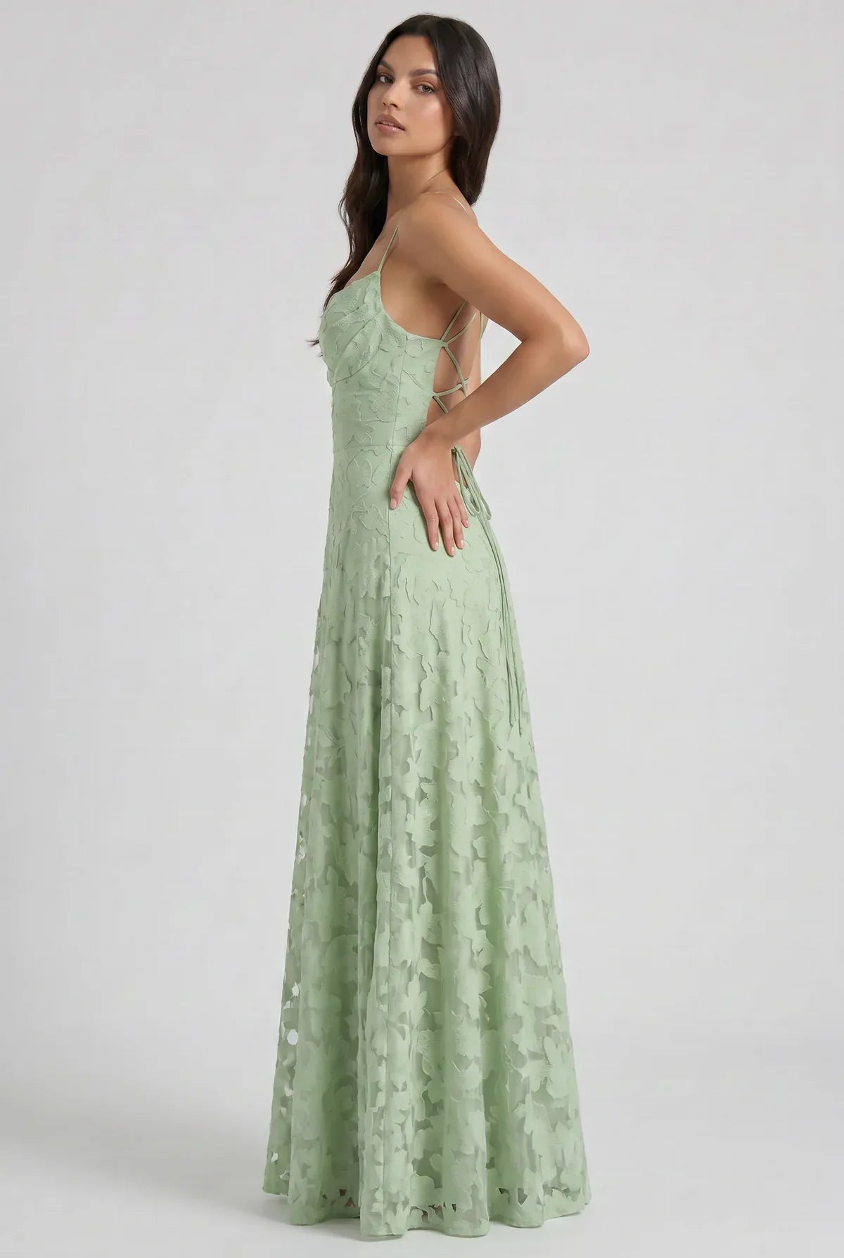 Louise | Vestido Largo Floral con Espalda de Lazos