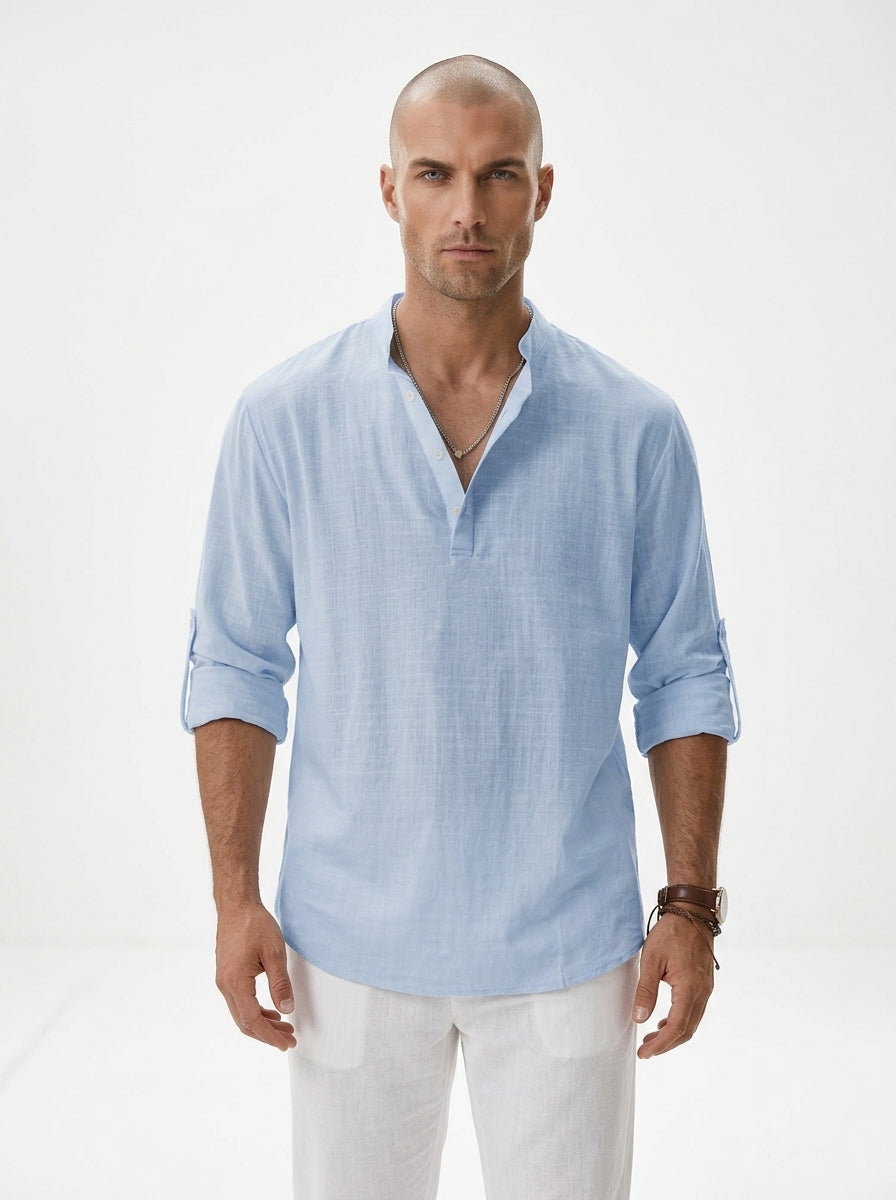LAURENT MONACO - Camisa de cuello mandarín para hombre