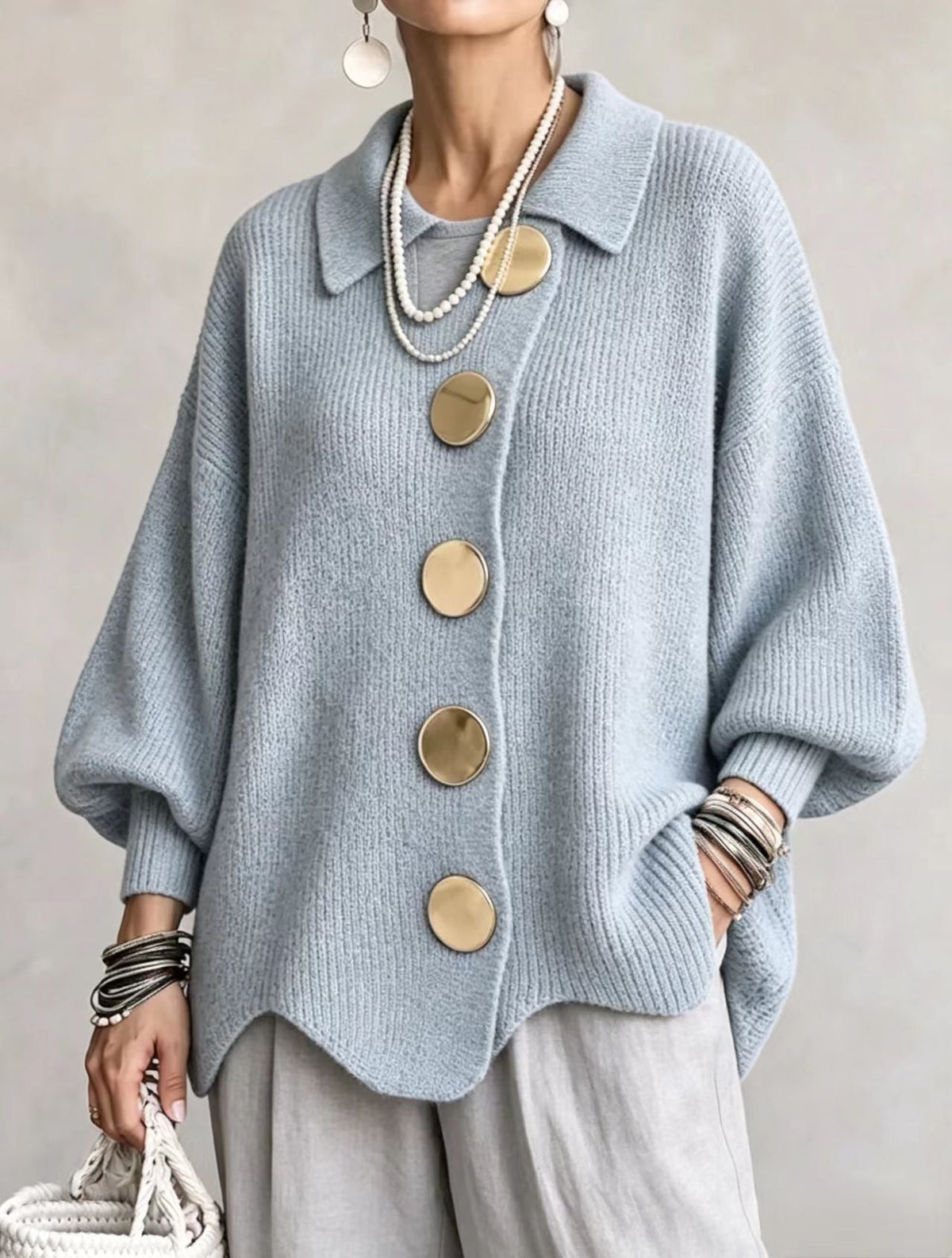 Isadora | Cárdigan Oversize con Dorados