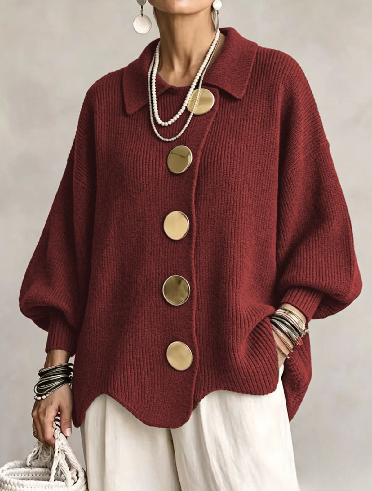 Isadora | Cárdigan Oversize con Dorados
