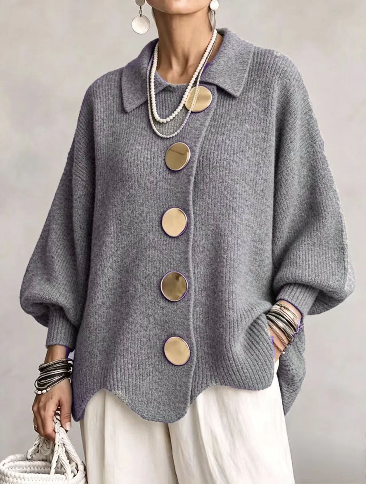 Isadora | Cárdigan Oversize con Dorados