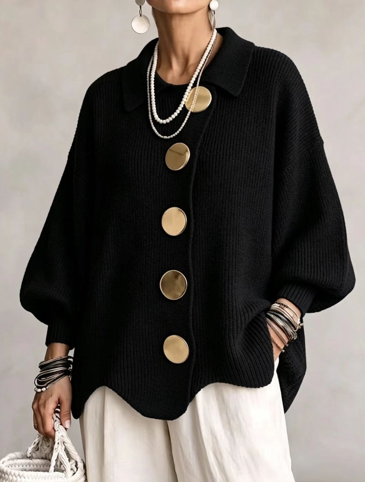 Isadora | Cárdigan Oversize con Dorados