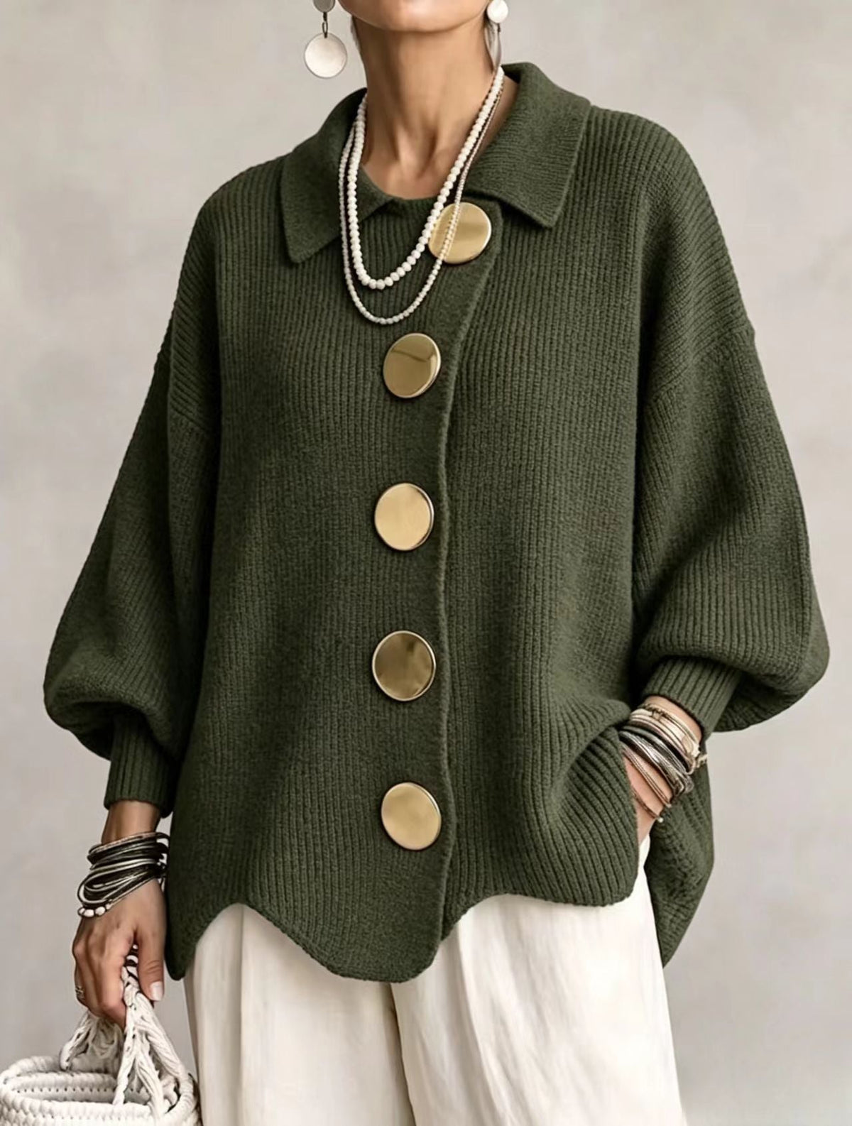 Isadora | Cárdigan Oversize con Dorados