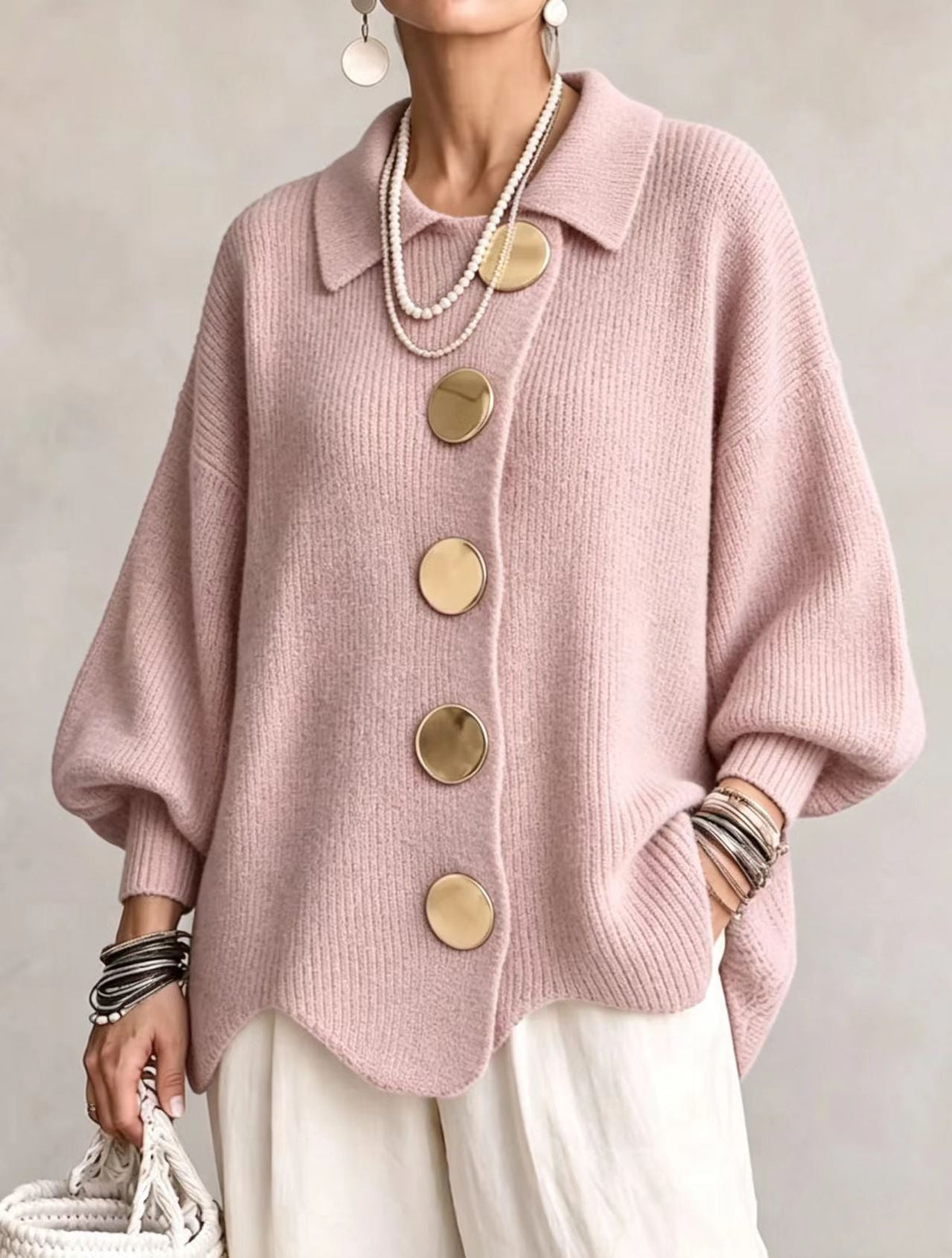 Isadora | Cárdigan Oversize con Dorados