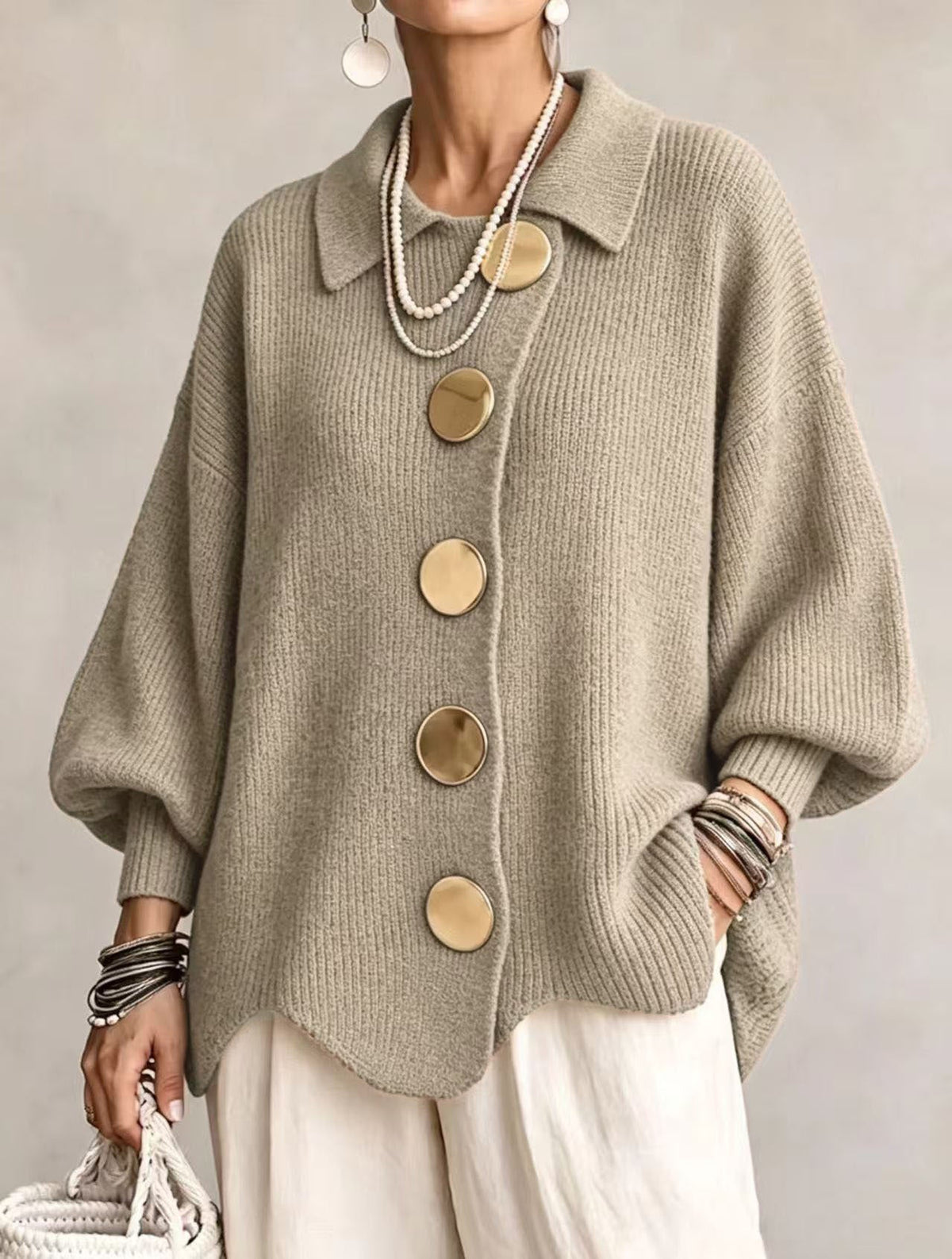Isadora | Cárdigan Oversize con Dorados