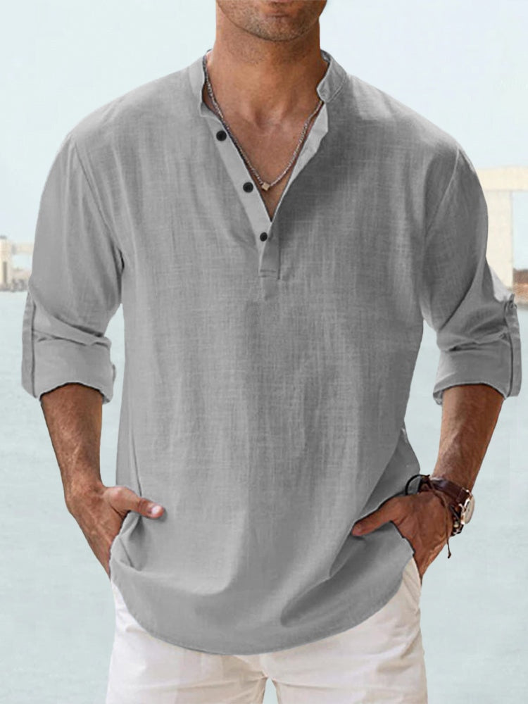 LAURENT MONACO - Camisa de cuello mandarín para hombre