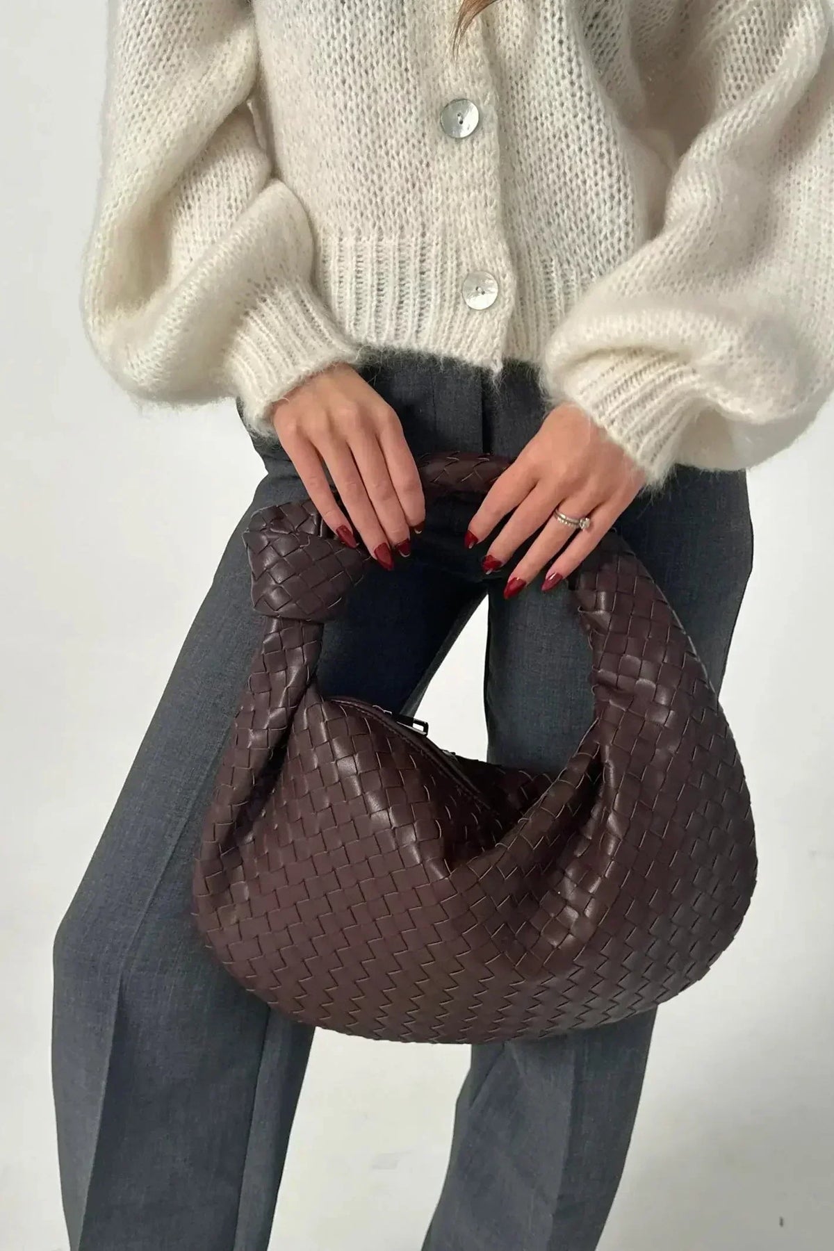 Sage Bolso de Hombro Mediano Tejido