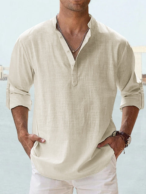 LAURENT MONACO - Camisa de cuello mandarín para hombre