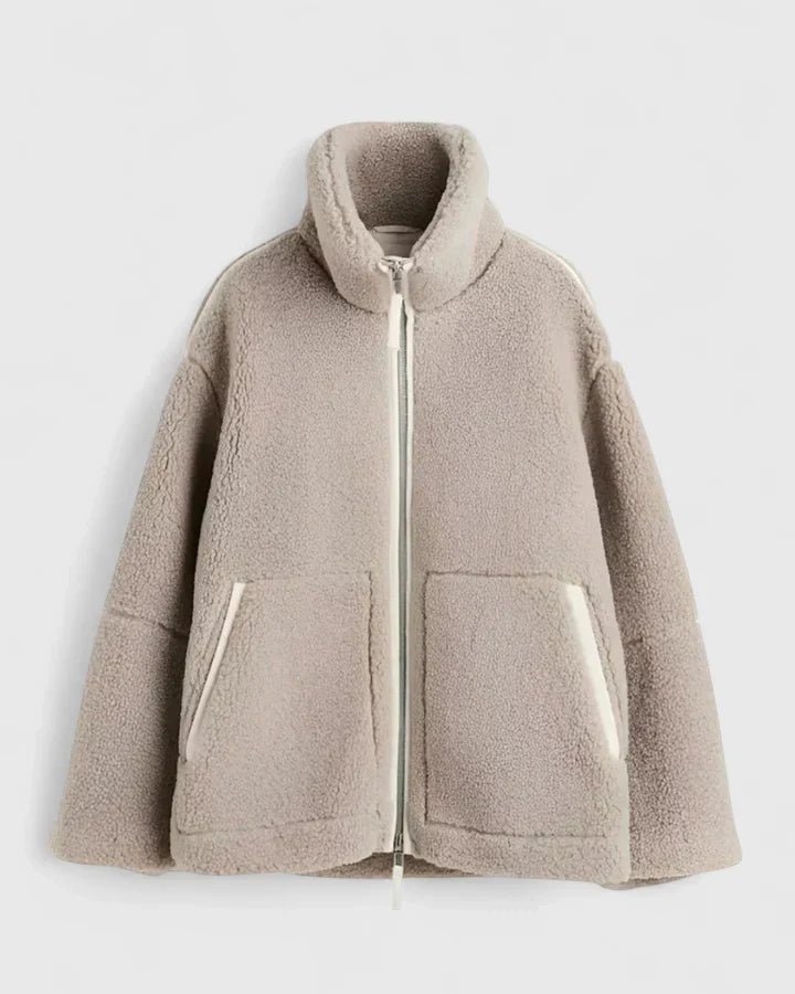 Adriana | Chaquetón de Borreguito Mujer Cuello Alto Cremallera
