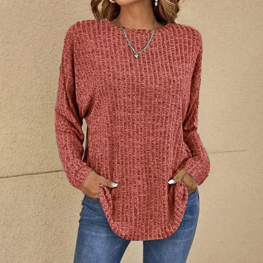 Candela | Jersey de Punto Waffle Mujer Manga Larga Cuello Redondo