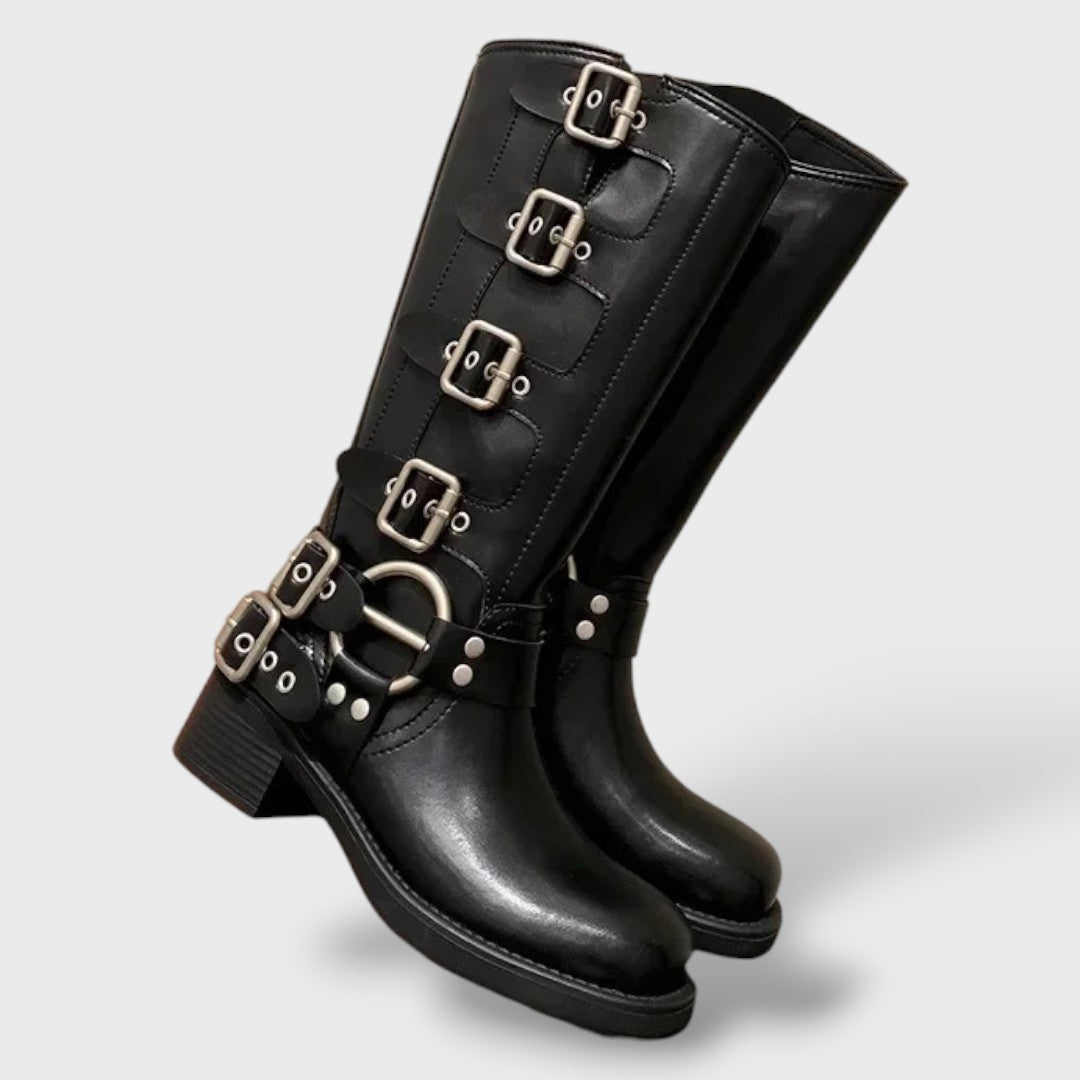 Gabrielle | Botas Camperas de Cuero Mujer Caña Alta Hebillas