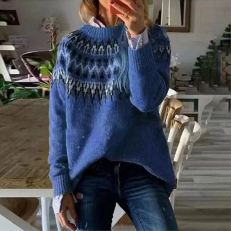 Claudia | Jersey Nórdico de Punto Mujer Cuello Redondo