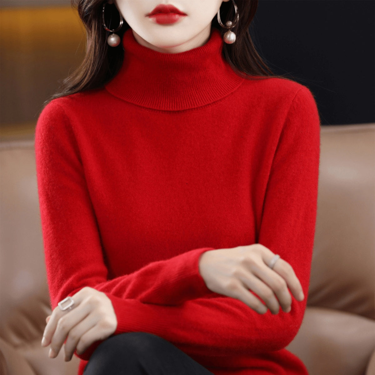 Esther | Jersey de Punto Cuello Alto Mujer Manga Larga