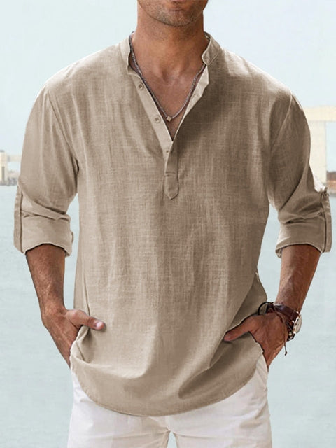 LAURENT MONACO - Camisa de cuello mandarín para hombre