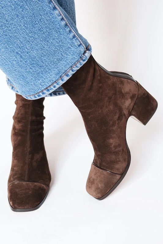 Albina | Botines de Ante Mujer Caña Baja Tacón Bloque