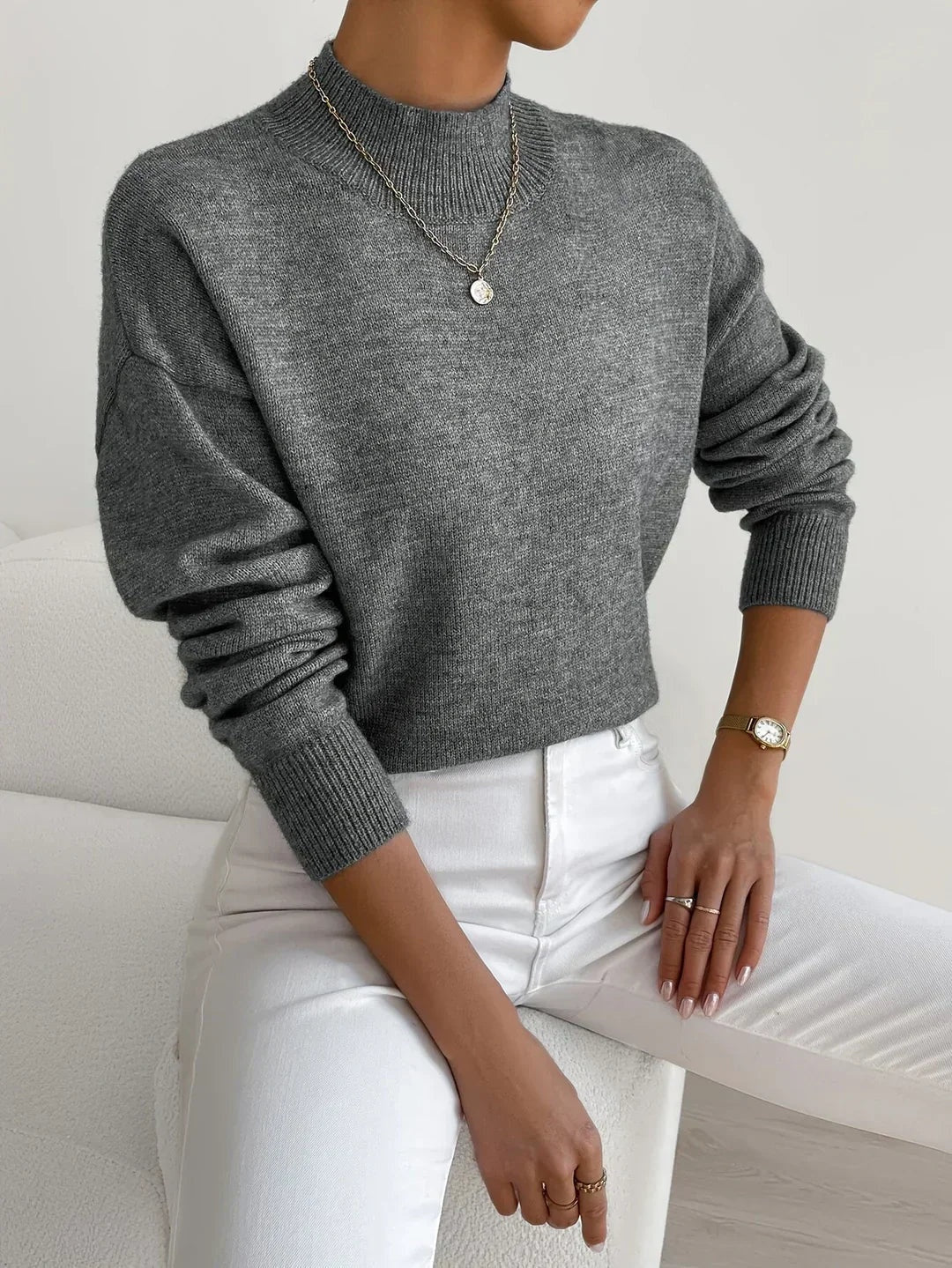 Lidia | Jersey de Punto Cuello Alto Mujer Manga Larga Oversize
