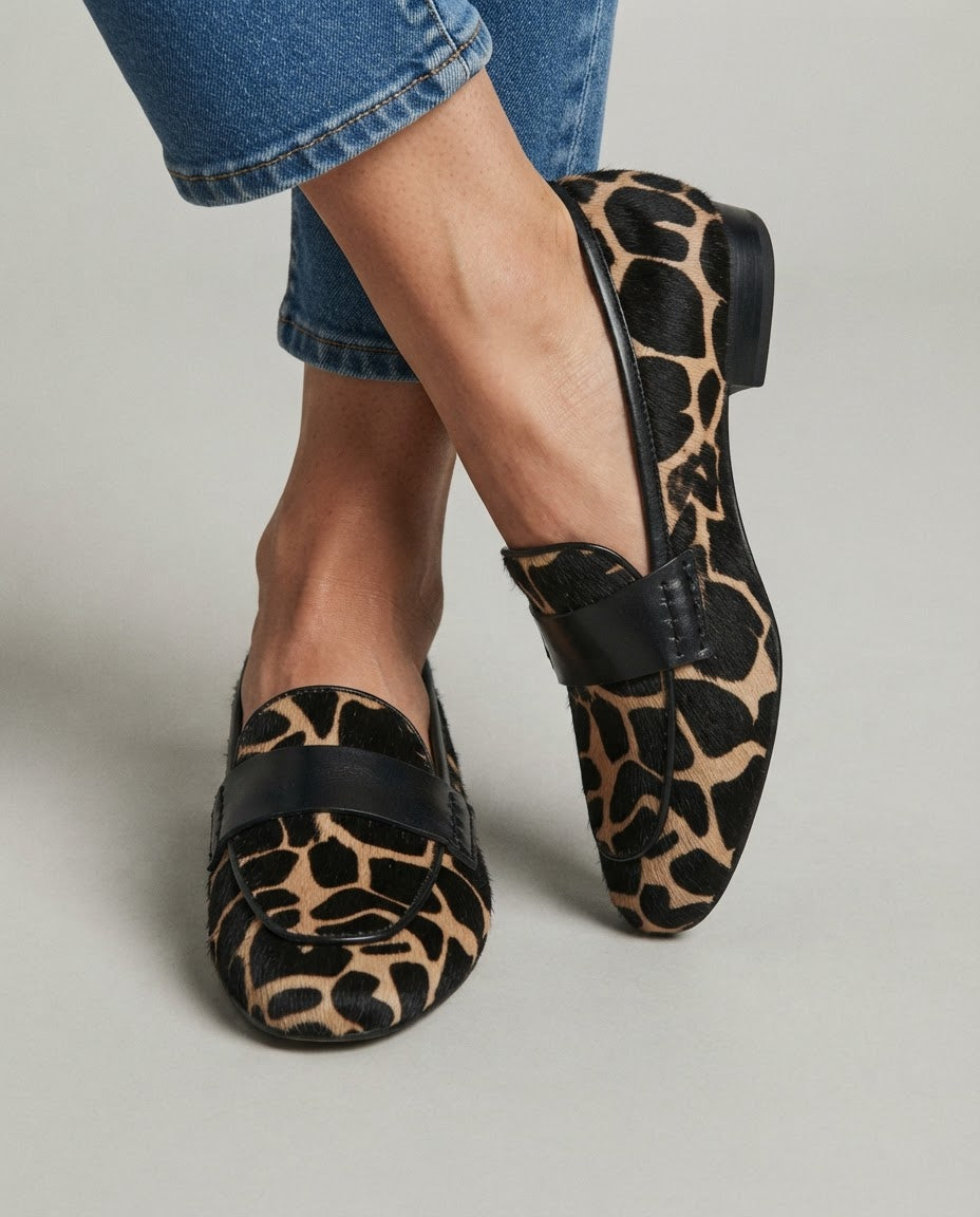 Adela | Mocasines con Estampado de Jirafa en Albaricoque