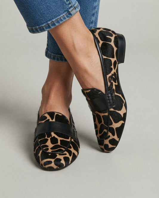 Adela | Mocasines con Estampado de Jirafa en Albaricoque