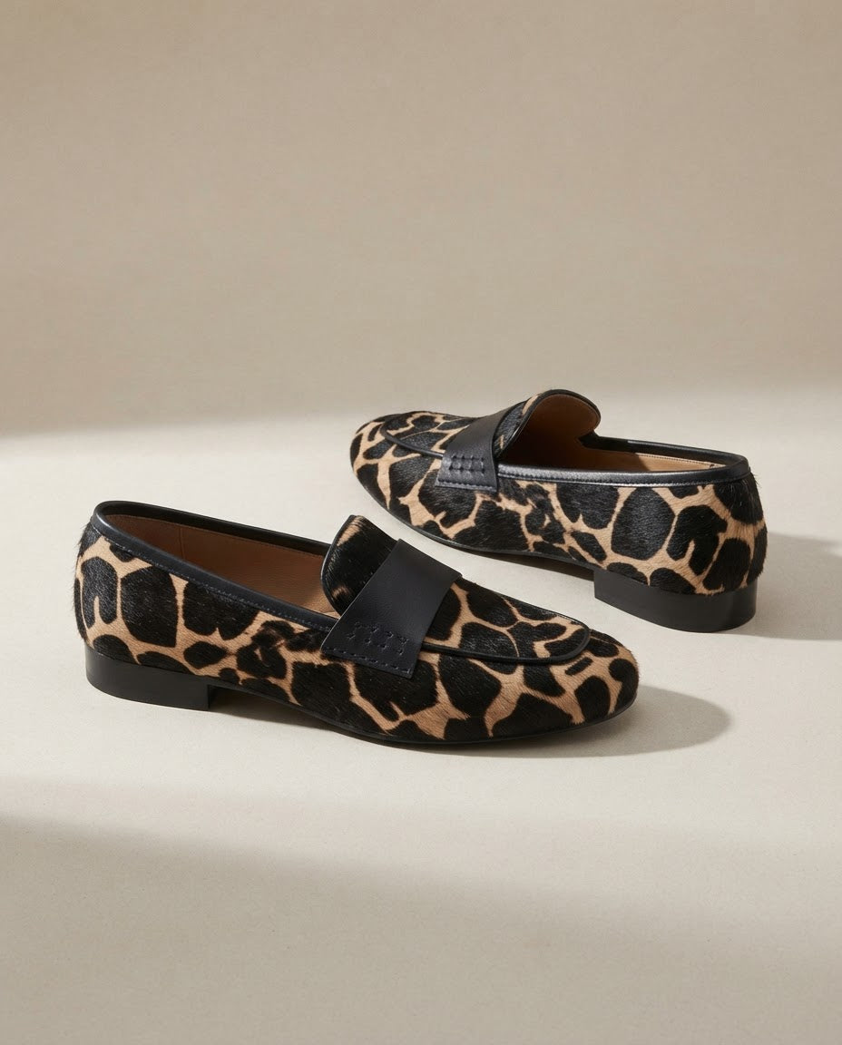 Adela | Mocasines con Estampado de Jirafa en Albaricoque