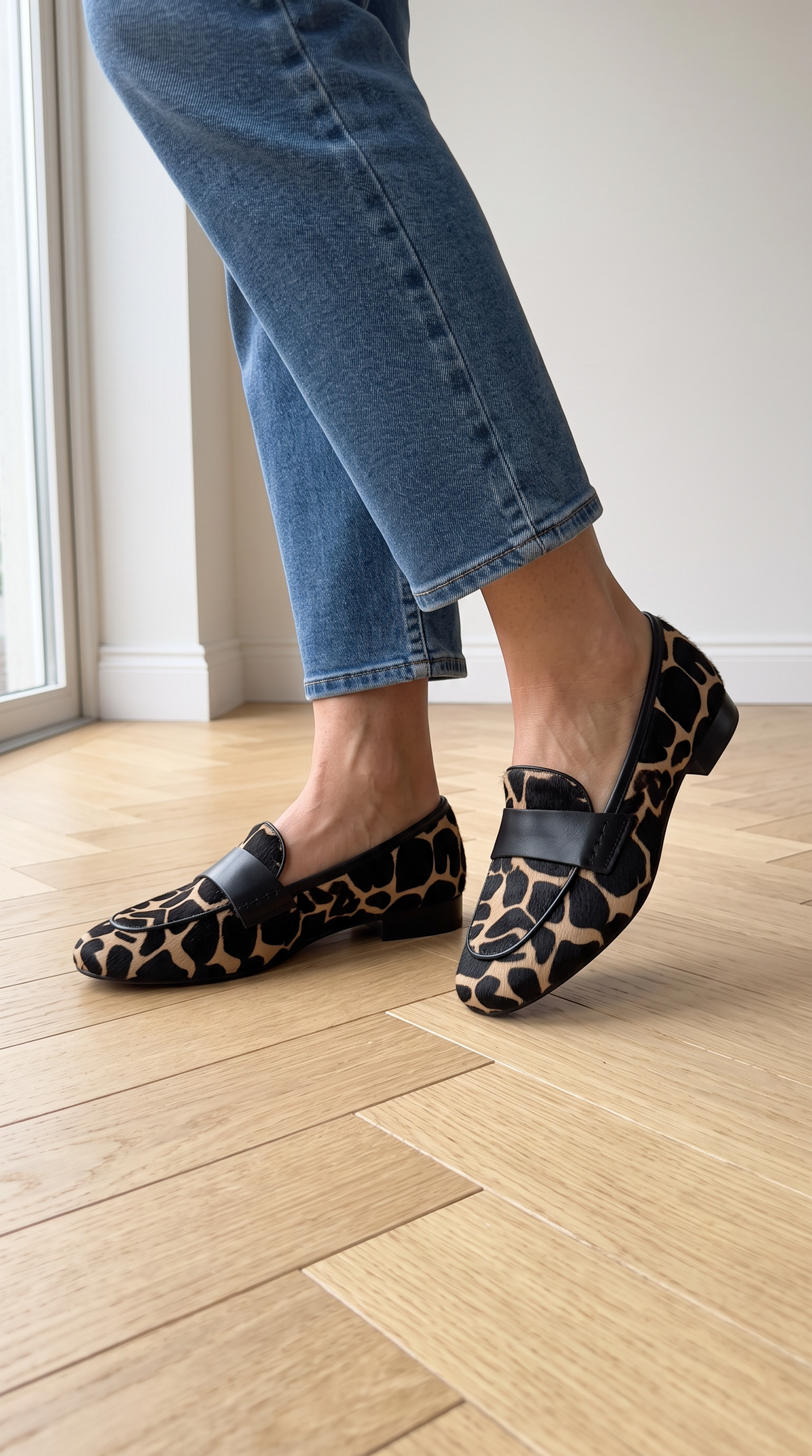 Adela | Mocasines con Estampado de Jirafa en Albaricoque