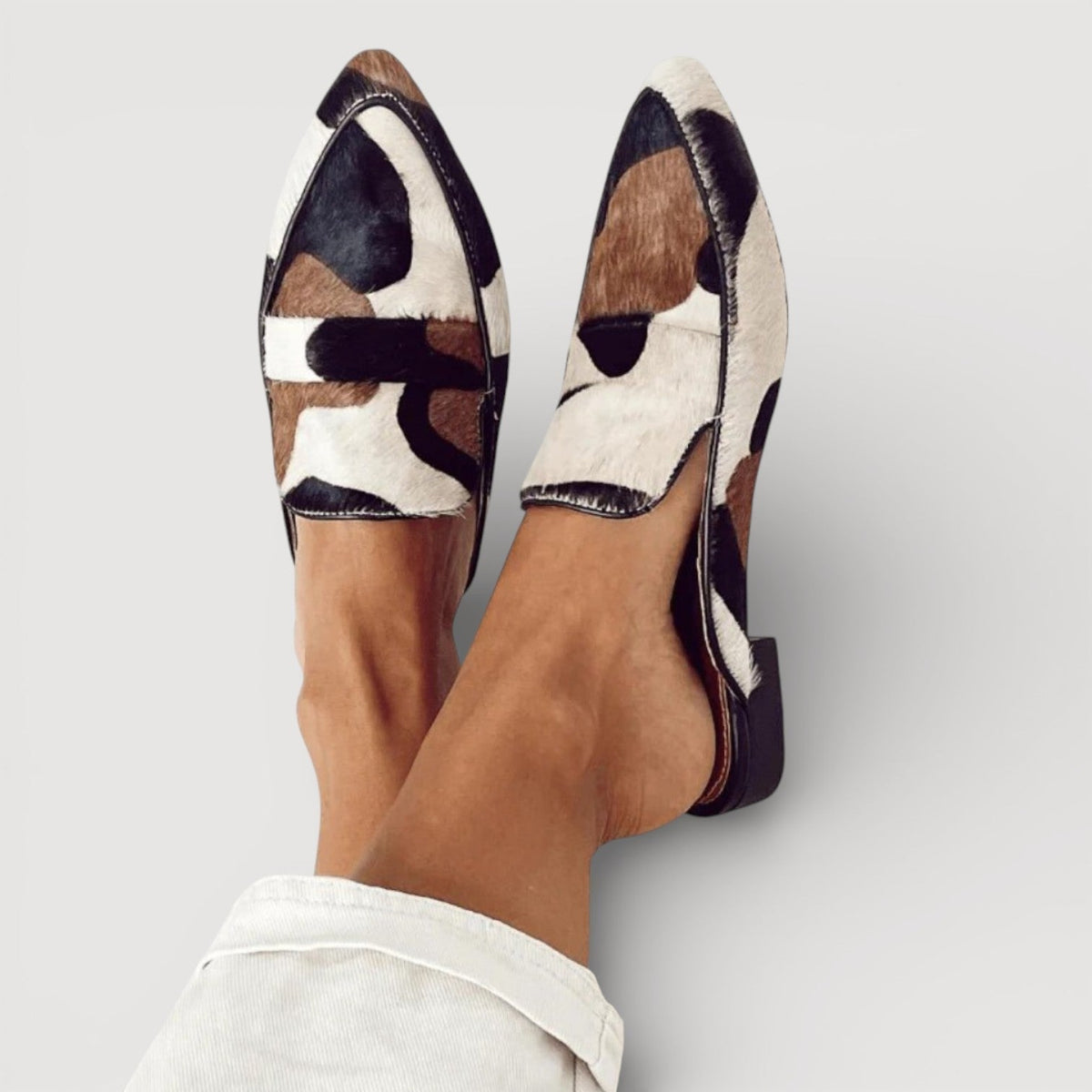 Gema | Mocasines Cómodos con Estampado de Vaca