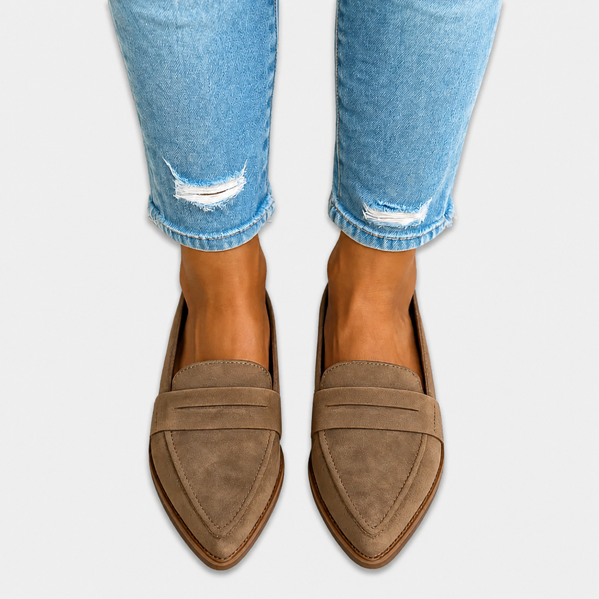 Remedios | Mocasines de Punta Fina Efecto Ante con Antifaz