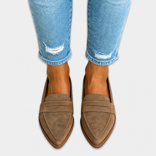 Remedios | Mocasines de Punta Fina Efecto Ante con Antifaz