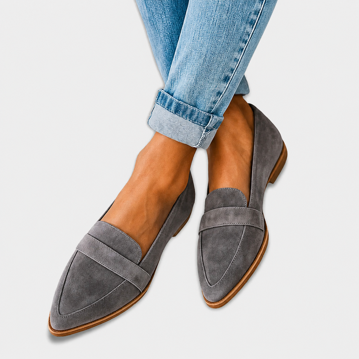 Remedios | Mocasines de Punta Fina Efecto Ante con Antifaz