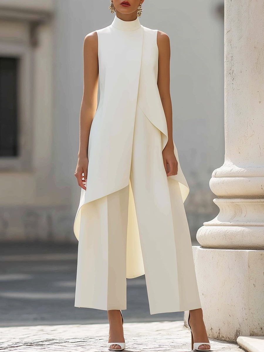Wanda | Conjunto Elegante de Cuello Alto Asimétrico Mujer
