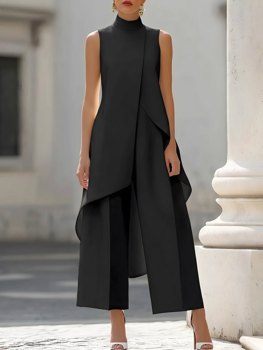 Wanda | Conjunto Elegante de Cuello Alto Asimétrico Mujer