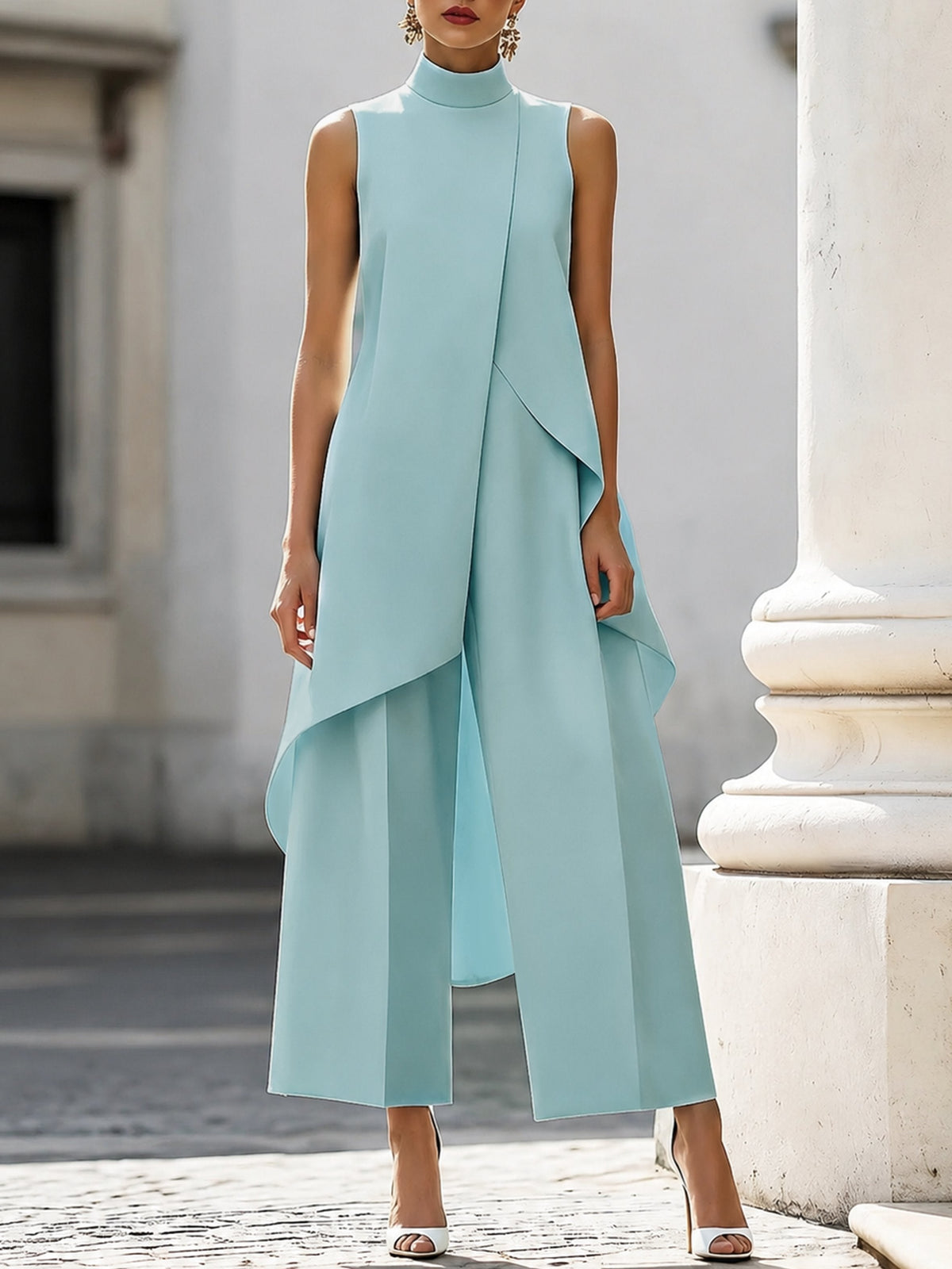 Wanda | Conjunto Elegante de Cuello Alto Asimétrico Mujer