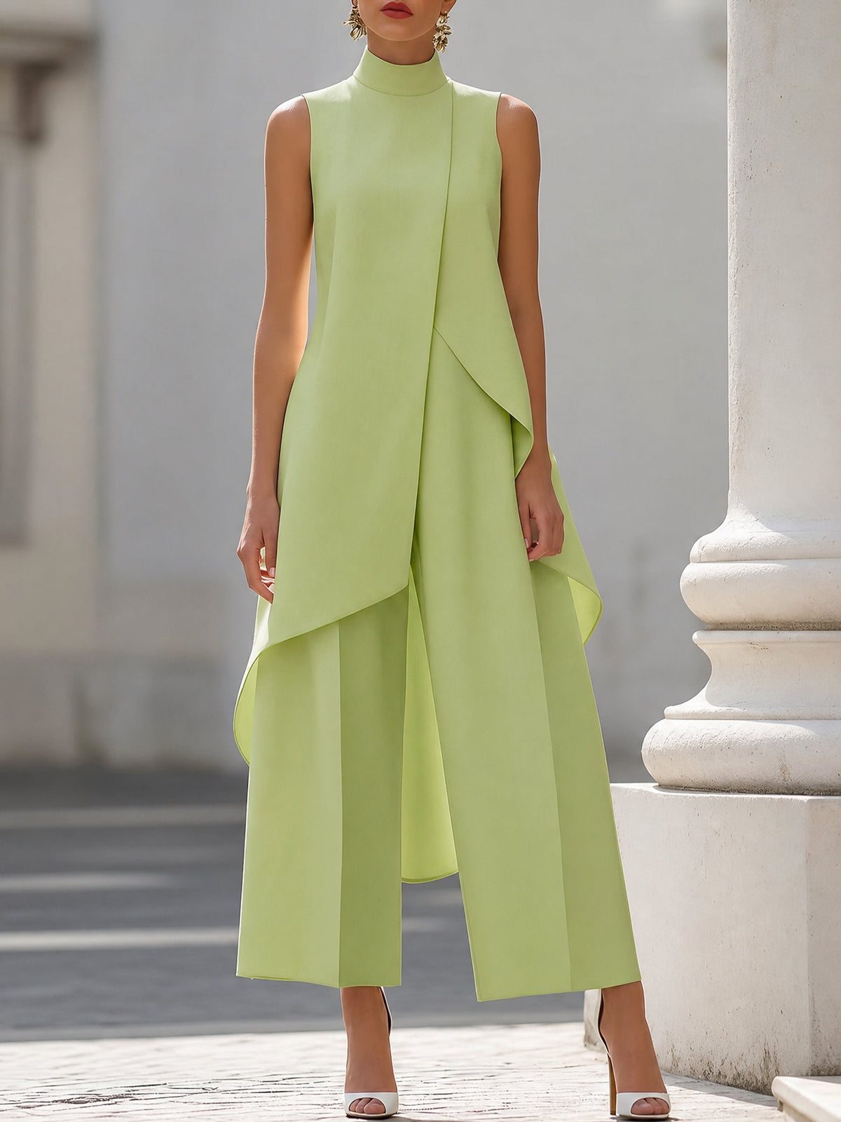 Wanda | Conjunto Elegante de Cuello Alto Asimétrico Mujer