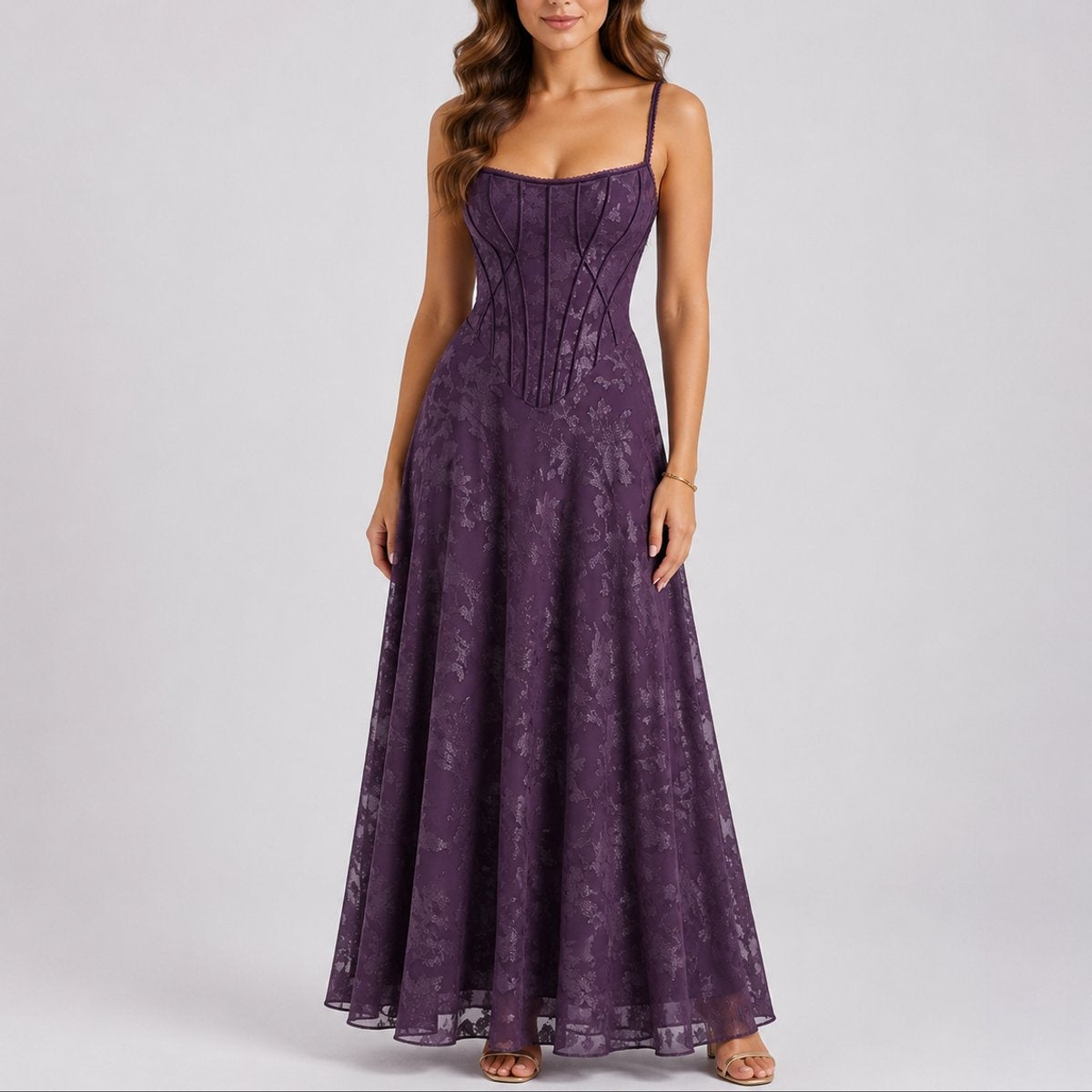 Harper | Vestido Largo de Invierno para Mujer con Corsé y Falda Amplia, Invitada de Boda