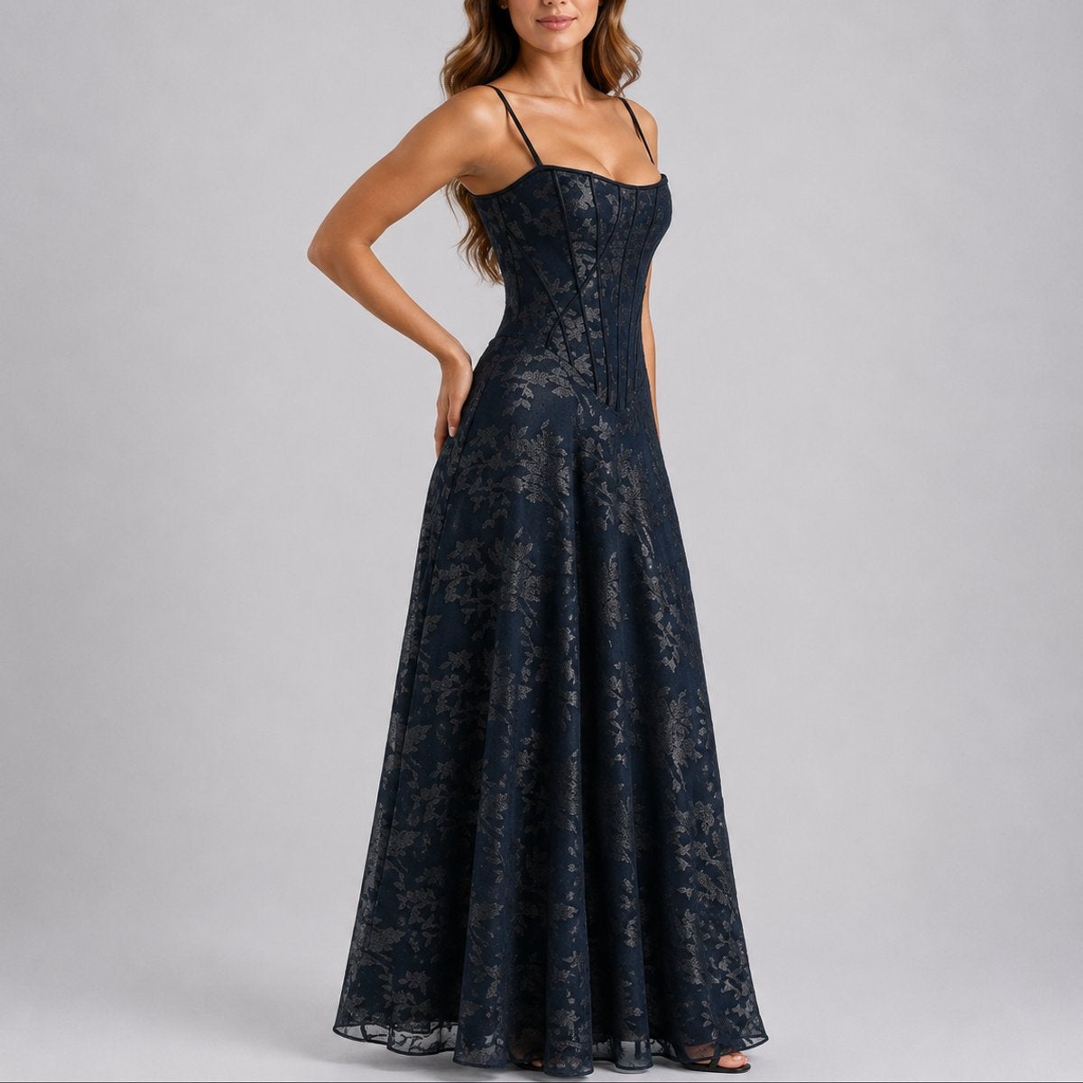 Harper | Vestido Largo de Invierno para Mujer con Corsé y Falda Amplia, Invitada de Boda