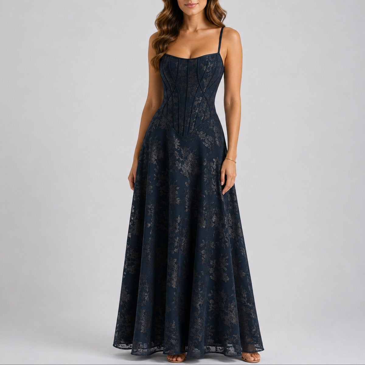 Harper | Vestido Largo de Invierno para Mujer con Corsé y Falda Amplia, Invitada de Boda